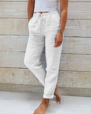 Allison - Pantalones Ajustados de Lino y Algodón de Lujo