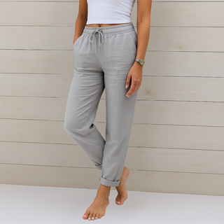 Maylora | Pantalones de Lino Relax con Cintura Ajustable