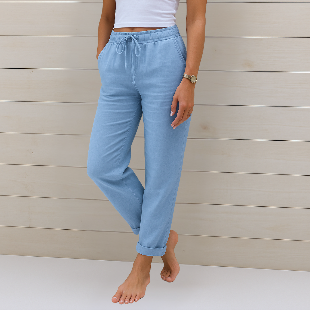 Maylora | Pantalones de Lino Relax con Cintura Ajustable