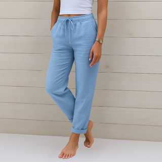 Maylora | Pantalones de Lino Relax con Cintura Ajustable