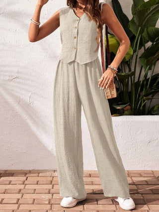 Conjunto de 2 piezas: top sin mangas y pantalón casual