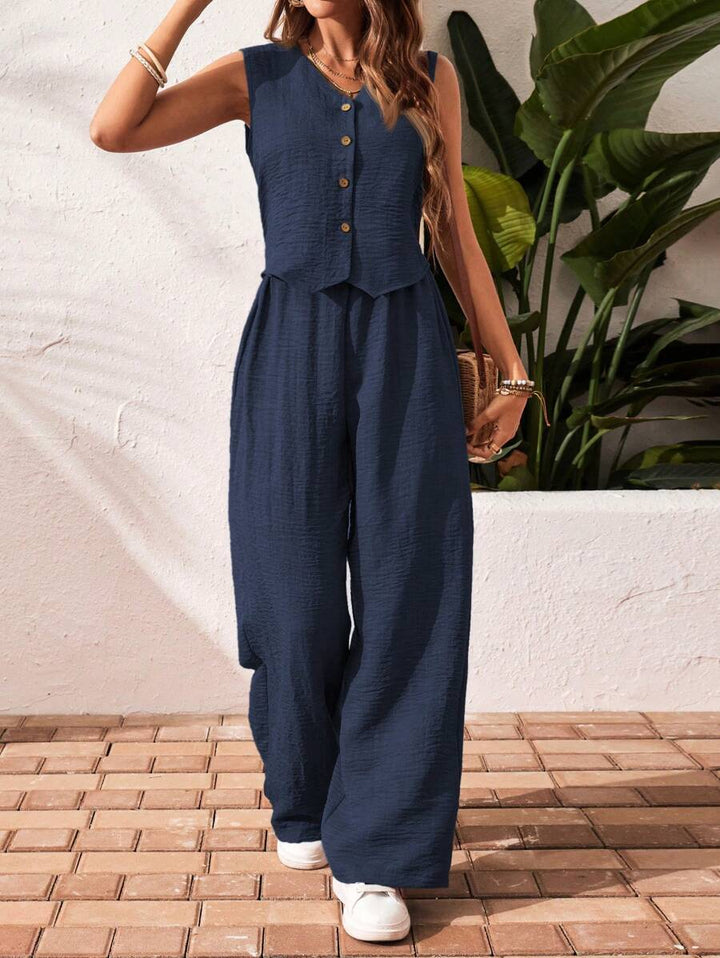 Conjunto de 2 piezas: top sin mangas y pantalón casual