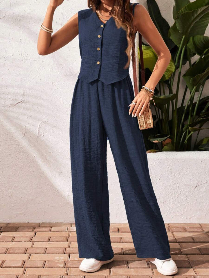 Conjunto de 2 piezas: top sin mangas y pantalón casual