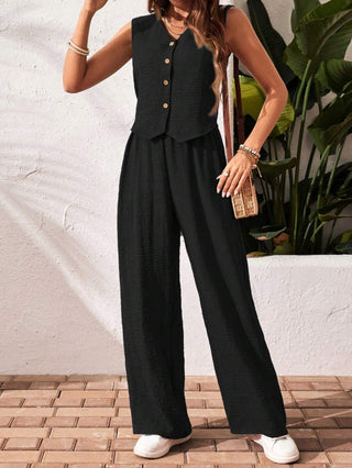 Conjunto de 2 piezas: top sin mangas y pantalón casual