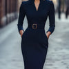 Noelia | Elegante vestido con cinturón y cuello alto