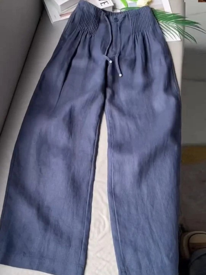 Camille | Pantalones largos de mezcla de algodón y lino