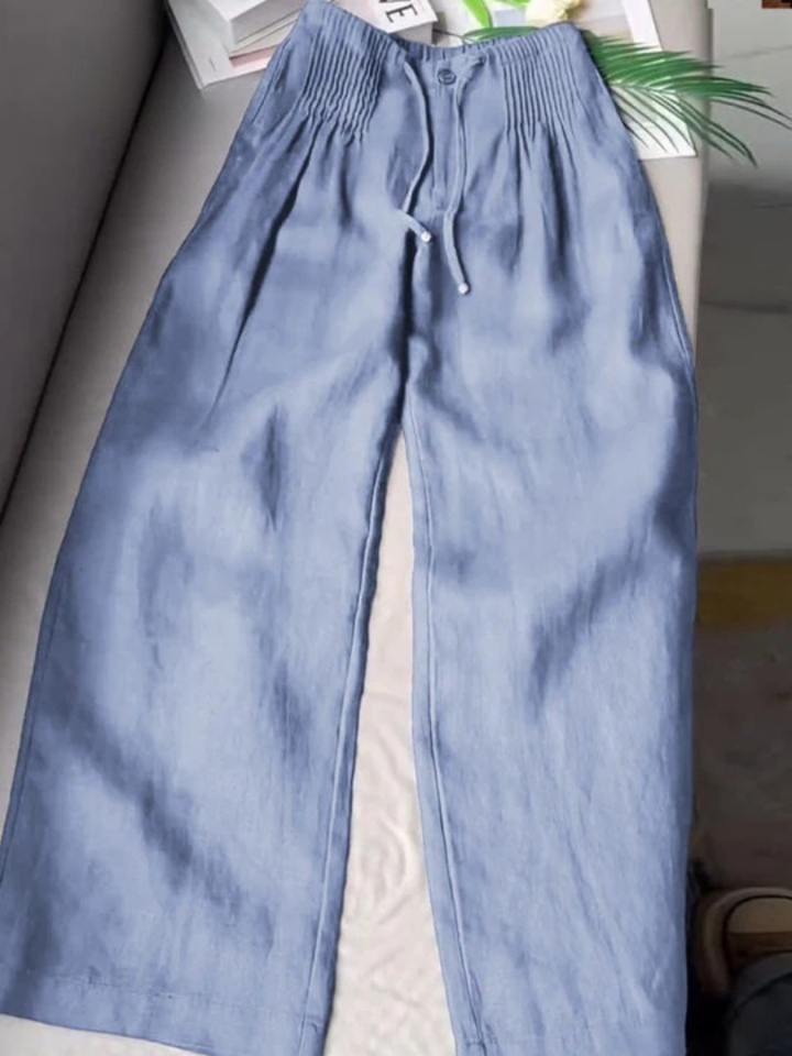 Camille | Pantalones largos de mezcla de algodón y lino