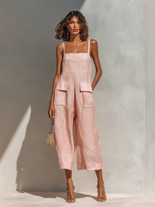 Pilar | Mono elegante con tirantes finos y pernera ancha
