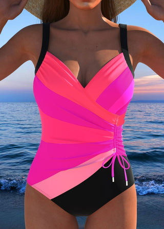 Traje de Baño Luxe con Diseño Surplice y Estampado Vibrante
