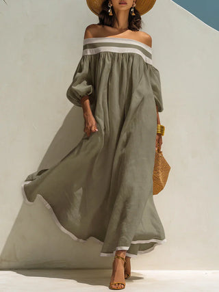 Isabel | Vestido maxi sin hombros y de corte holgado