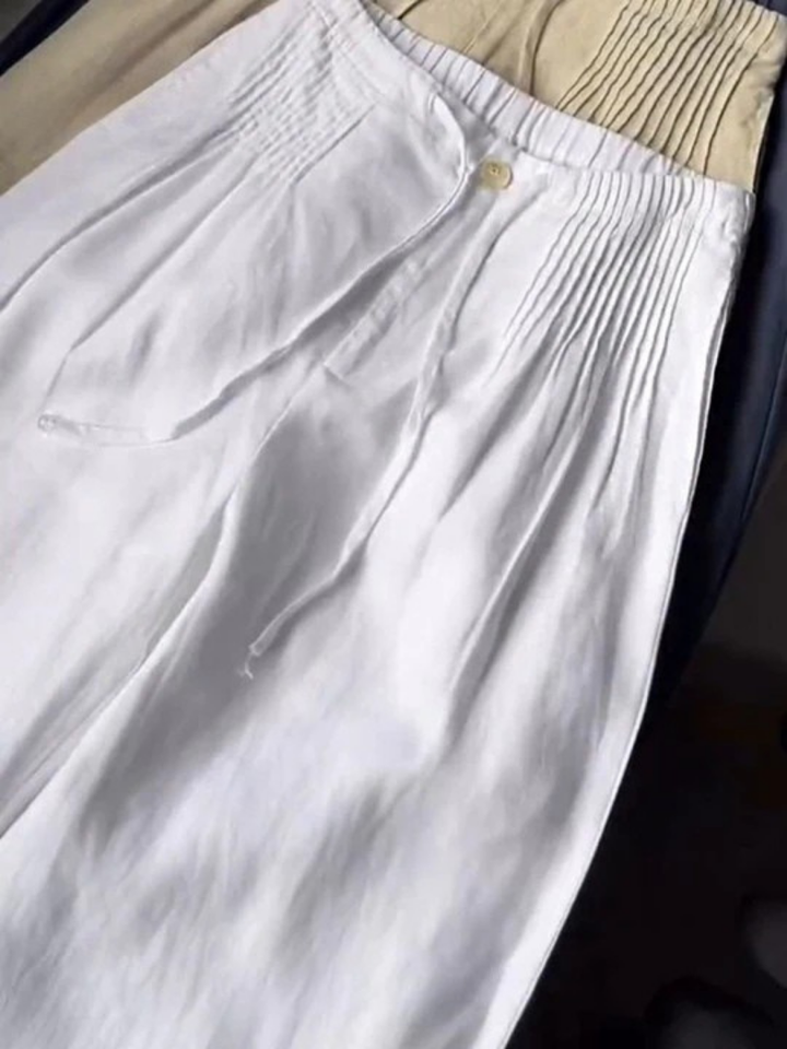 Camille | Pantalones largos de mezcla de algodón y lino