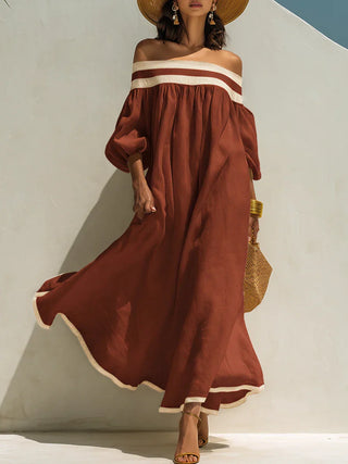 Isabel | Vestido maxi sin hombros y de corte holgado