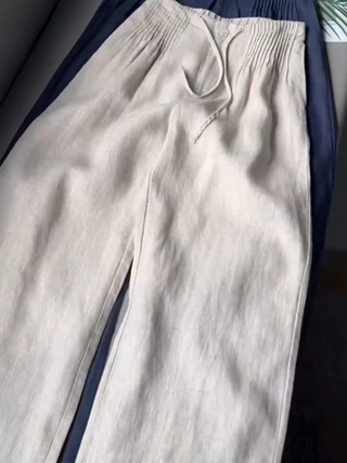 Camille | Pantalones largos de mezcla de algodón y lino