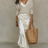 Elena | Vestido midi satinado con jersey incluido