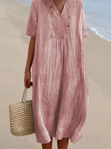Sandra | Vestido Casual de Lino con Escote en V