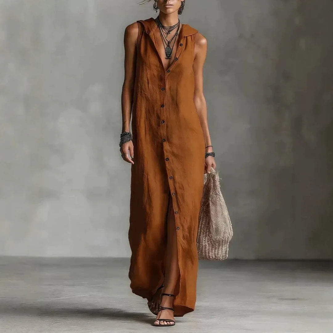 Nino Dress - Nuevo vestido de verano de color sólido con botones