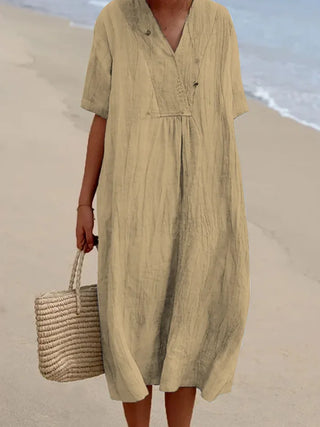 Sandra | Vestido Casual de Lino con Escote en V
