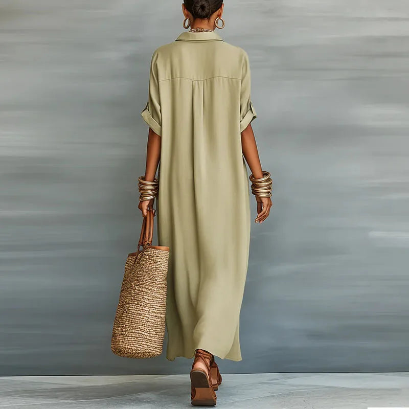 Anastasia™ | Largo vestido camisero con botones