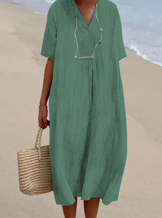 Sandra | Vestido Casual de Lino con Escote en V