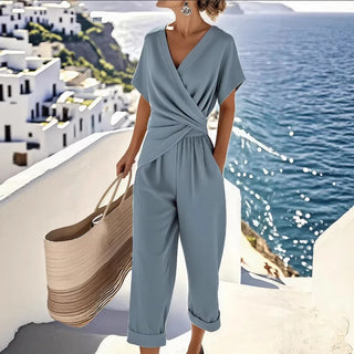 Socorro | Conjunto de Pantalón Estilo Irregular de Verano en Color Sólido
