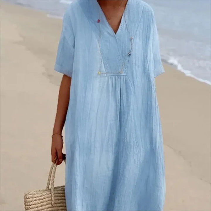 Sandra | Vestido Casual de Lino con Escote en V