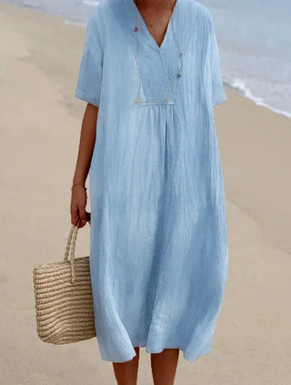 Sandra | Vestido Casual de Lino con Escote en V