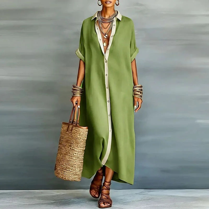 Anastasia™ | Largo vestido camisero con botones