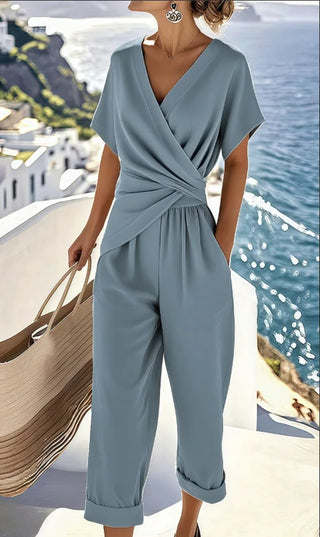 Socorro | Conjunto de Pantalón Estilo Irregular de Verano en Color Sólido