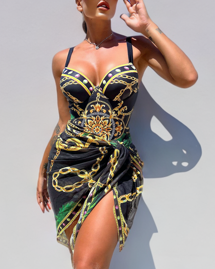Darius – Traje de baño entero con efecto push-up y falda de playa a juego" 

Rewritten: "Darius – Bañador entero con efecto push-up y falda de playa coordinada