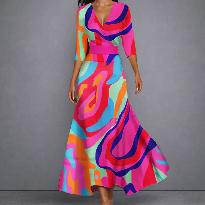 CALLA | Vestido Maxi Floral Escultural para una Elegancia Segura