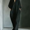 Alejandra™ | Vestido largo negro oversize minimalista con manga kimono