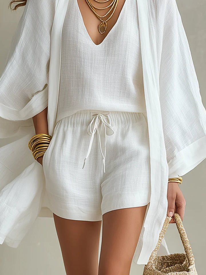 CONJUNTO CÁRDIGAN BLANCO HOLGADO - 3 PIEZAS