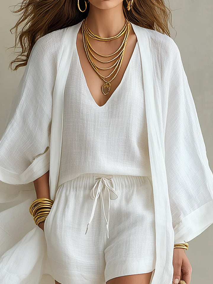 CONJUNTO CÁRDIGAN BLANCO HOLGADO - 3 PIEZAS