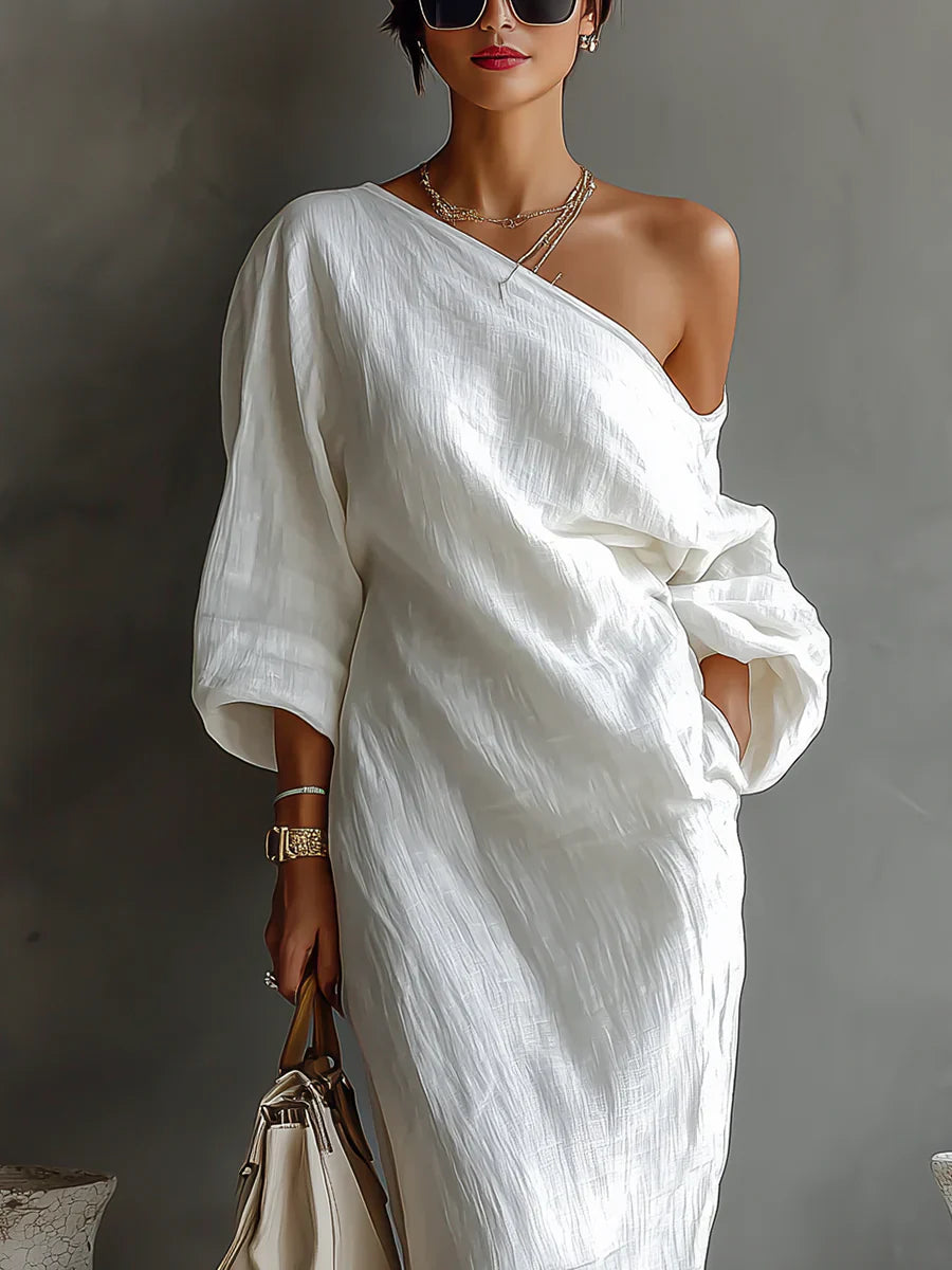 Melisa | Elegante Vestido Maxi Asimétrico y Fluido