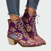 Botines de cuero con flores