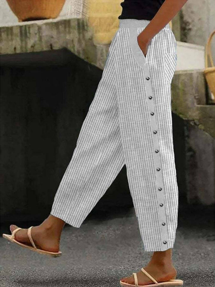 Lourdes | Pantalón con Botones Rayado
