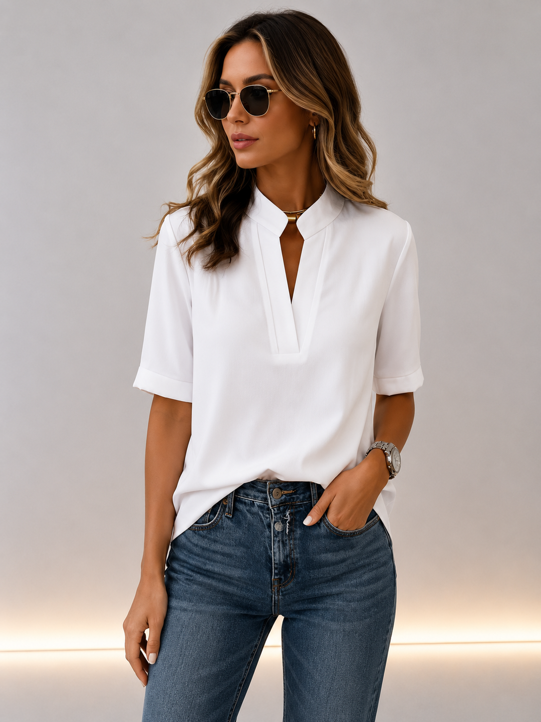 Alessia | Camisa de manga corta de corte holgado