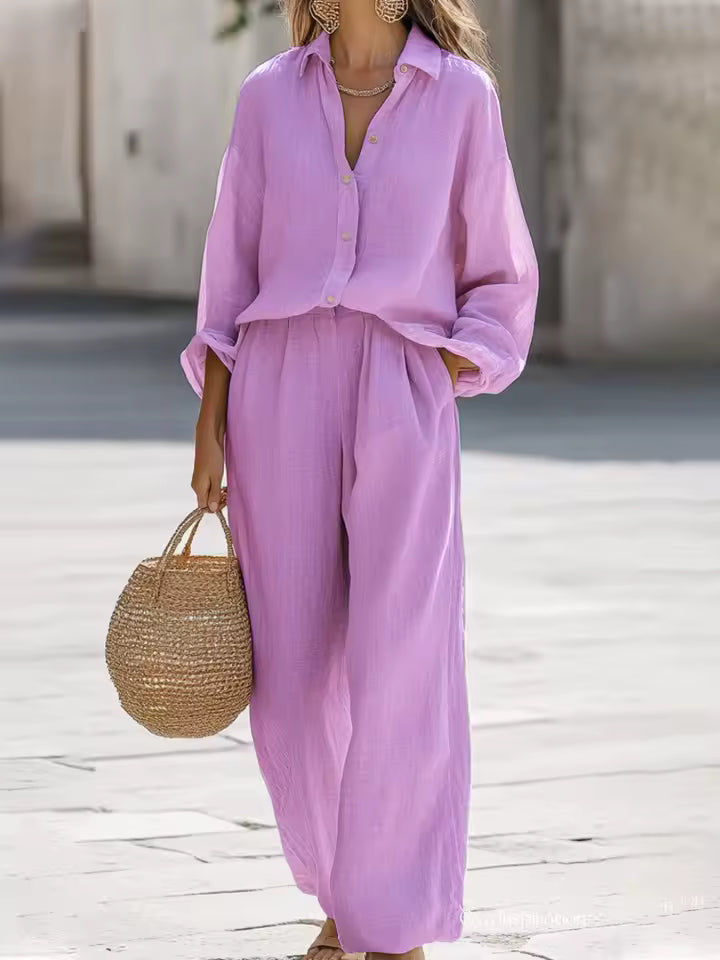 Saturnina | Conjunto de Pantalón Estilo Simple de Algodón