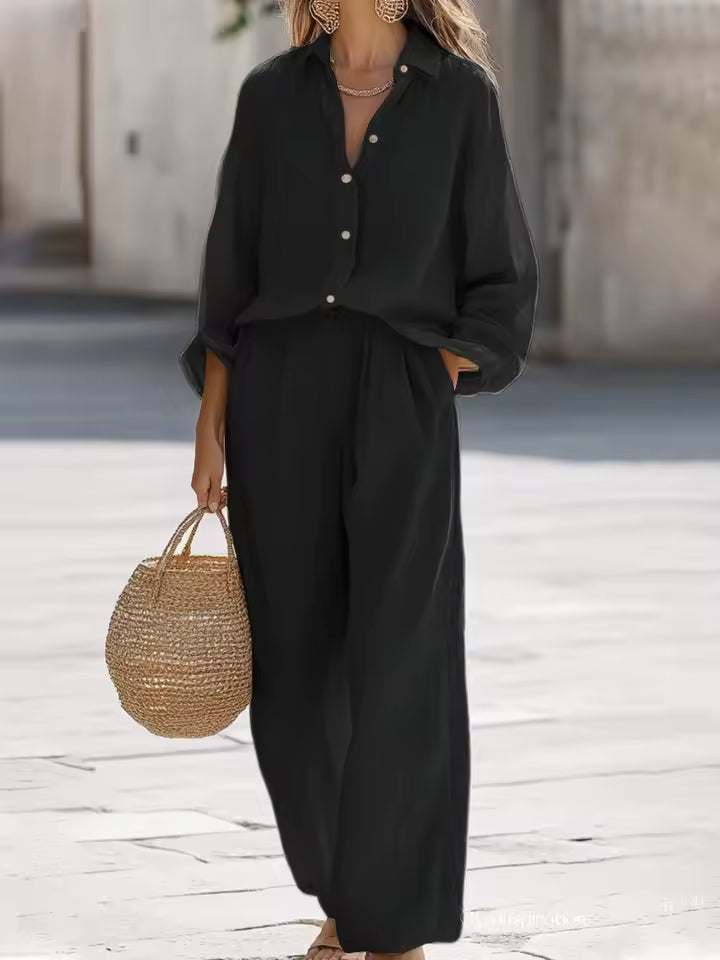 Saturnina | Conjunto de Pantalón Estilo Simple de Algodón