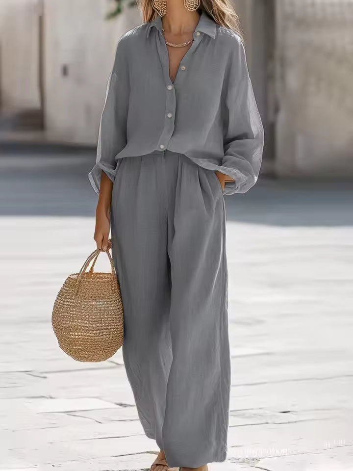 Saturnina | Conjunto de Pantalón Estilo Simple de Algodón