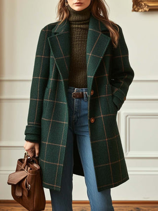 Valeria | Elegante abrigo de lana con estampado de cuadros