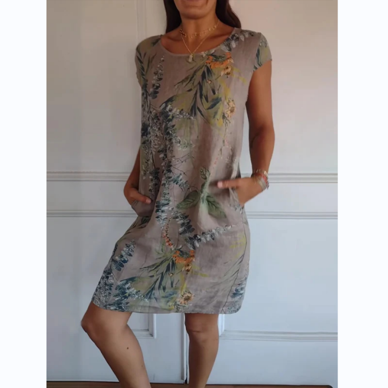 Vestido Elegante con Estampado Botánico
