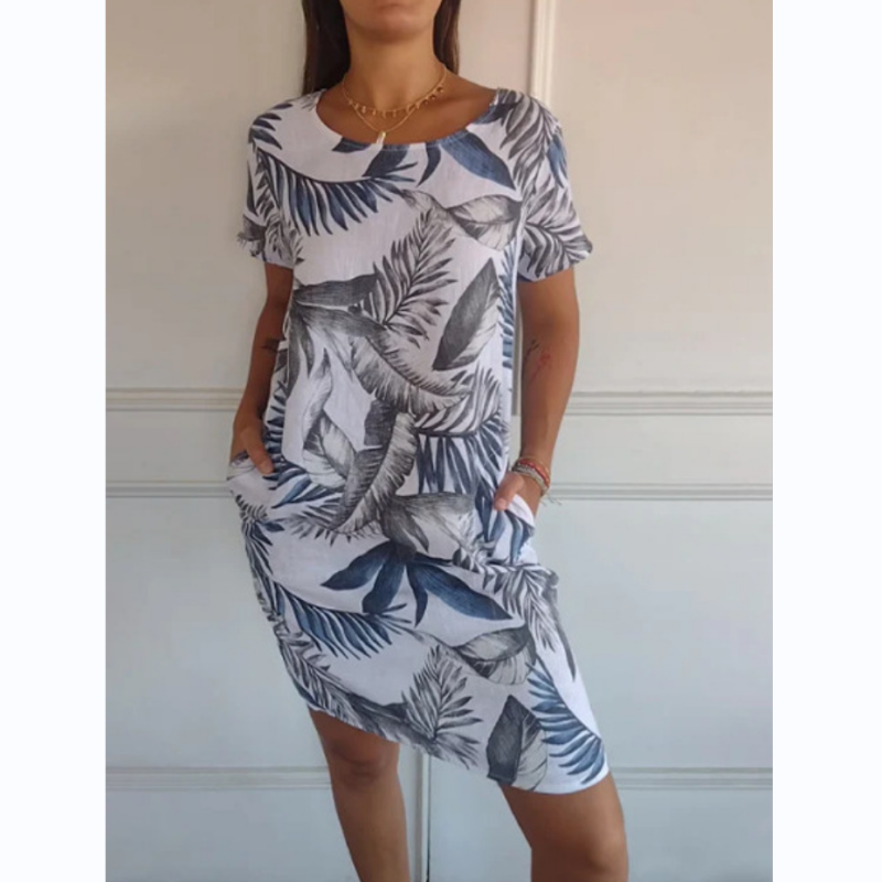 Vestido Elegante con Estampado Botánico