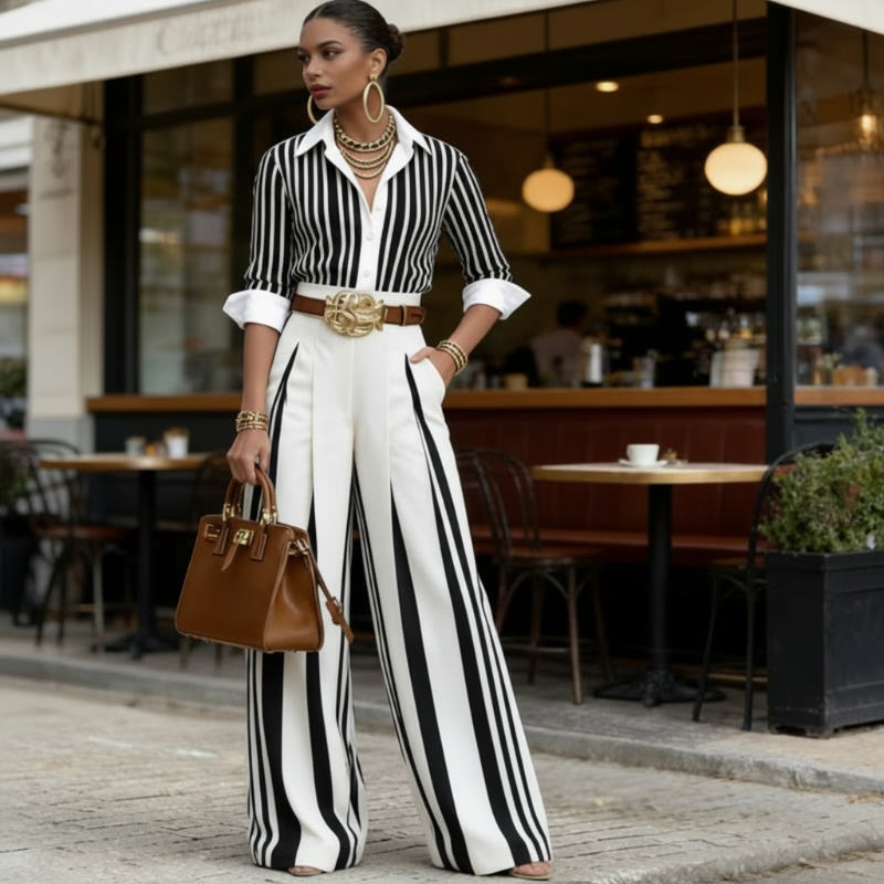 Atenas ™ | Conjunto de Camisa y Pantalones Anchos